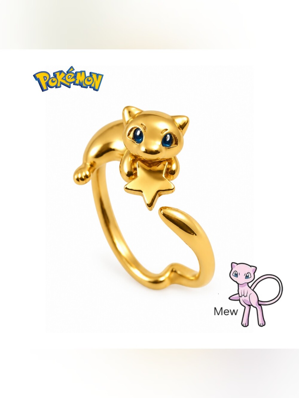 Pokemon Mew Gold Tone Ring